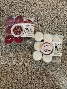 Tea Light (30) Candles - Burgundy & White
